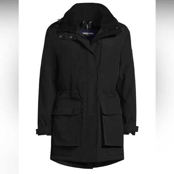 Lands' End Plus Squall Waterproof Insulated Parka Black Jacket Coat XXL Tall - Picture 1 of 17